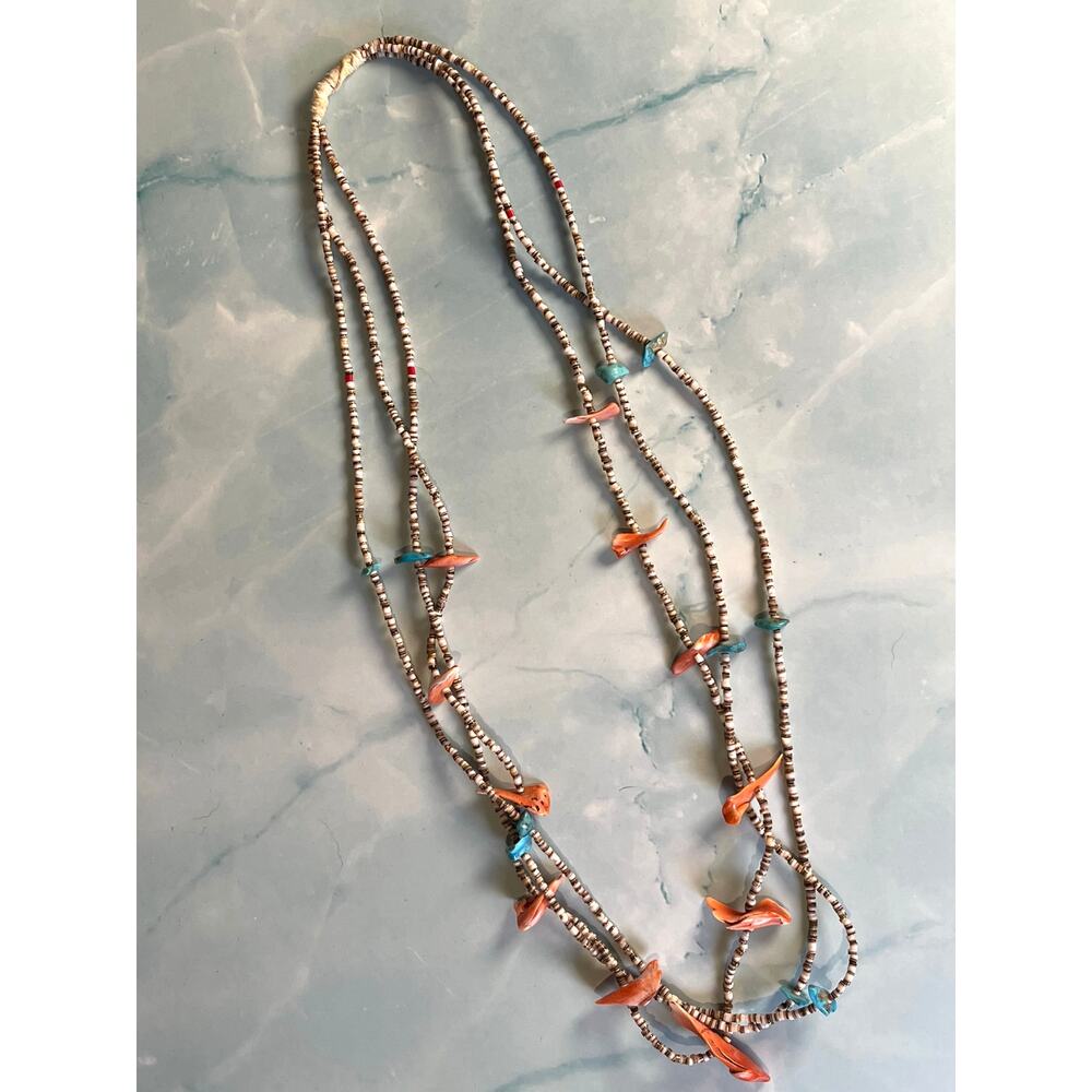 Zuni Multi Strand Heishi Shell Fetish Necklace Southwestern - Picture 6 of 6